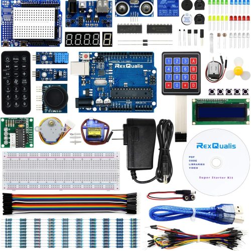 Kit de démarrage REXQualis Super basé sur Arduino UNO R3 avec tutoriel et carte contrôleur compatible avec Arduino IDE