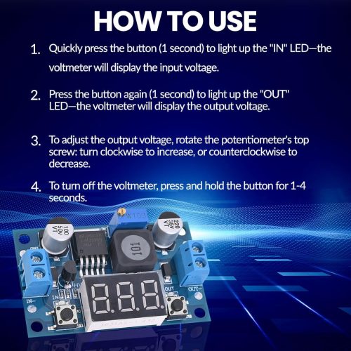 Module convertisseur abaisseur CC-CC réglable LM2596 avec affichage LED du voltmètre, régulateur de tension, entrée 4,0-40 V vers sortie 1,25-37 V, module d'alimentation – Image 4