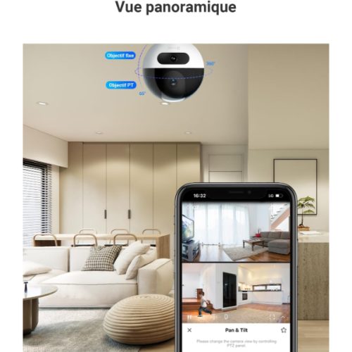 EZVIZ SMART HOME CAMERA DOUBLE OBJECTIF 2K+ CS-C7 DUAL 2K+ – Image 3