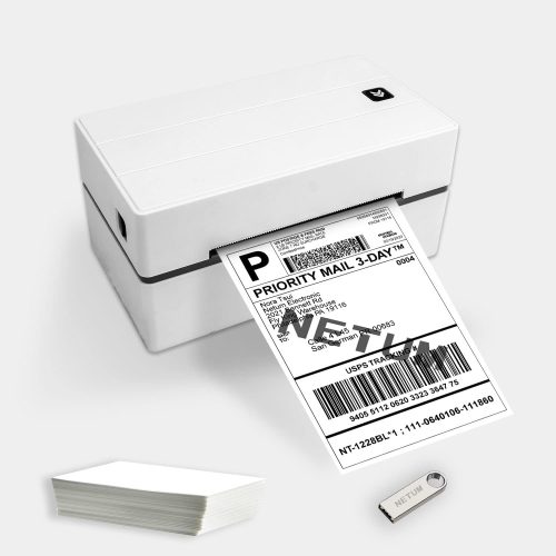 NETUM NT-LP110F Imprimante d'étiquettes, Imprimante Thermique Impression de Codes à Barres Possible Permet d'imprimer Une Lettre pour Les envois nationaux et internationaux pour Votre PC/Mac