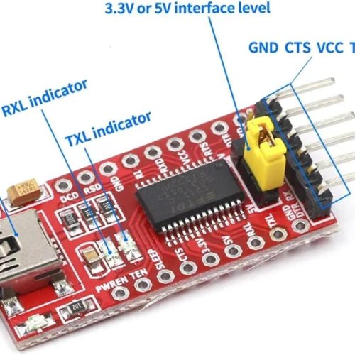 Alternative view of Module adaptateur convertisseur série mini USB vers TTL HiLetgo FT232RL 3,3 V/5,5 V