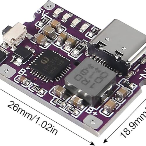 Alternative view of Convertisseur élévateur de tension Type-C 5V 3A, module d'alimentation élévateur IP5310, accessoires pour batterie externe mobile avec indicateur LED et interrupteur (Type-C et USB-A 3A)