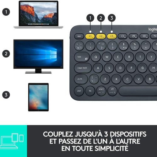 Logitech K380 Multi-Device Noir – Clavier Bluetooth Sans Fil pour PC, Mac, Tablette et Smartphone – Image 9
