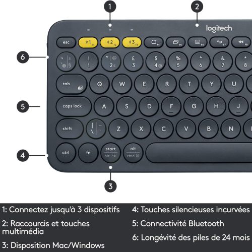 Logitech K380 Multi-Device Noir – Clavier Bluetooth Sans Fil pour PC, Mac, Tablette et Smartphone – Image 4
