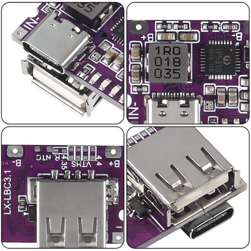 Convertisseur élévateur de tension Type-C 5V 3A, module d'alimentation élévateur IP5310, accessoires pour batterie externe mobile avec indicateur LED et interrupteur (Type-C et USB-A 3A) – Image 3