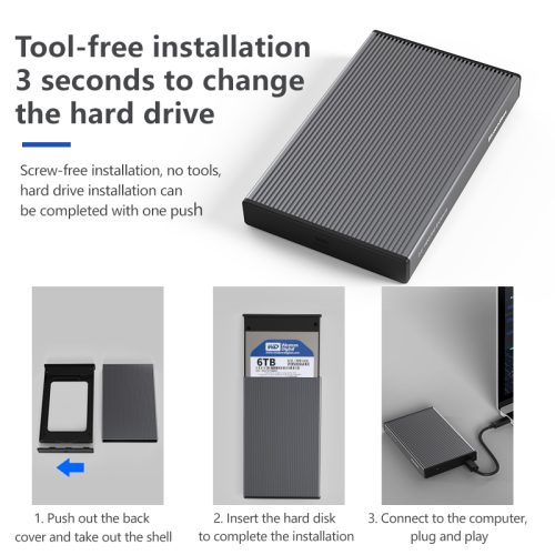 Alternative view of Blueendless MR23F / MR23FC – Boîtier Externe USB 3.0 Type-C pour Disque Dur et SSD SATA 2,5" jusqu'à 4 To