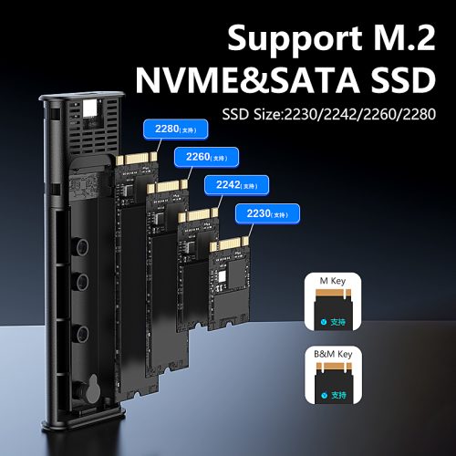 Boîtier SSD M.2 NVMe & SATA M2821SN USB-C 10 Gbps – Compatible 2230 2242 2260 2280 – Image 3