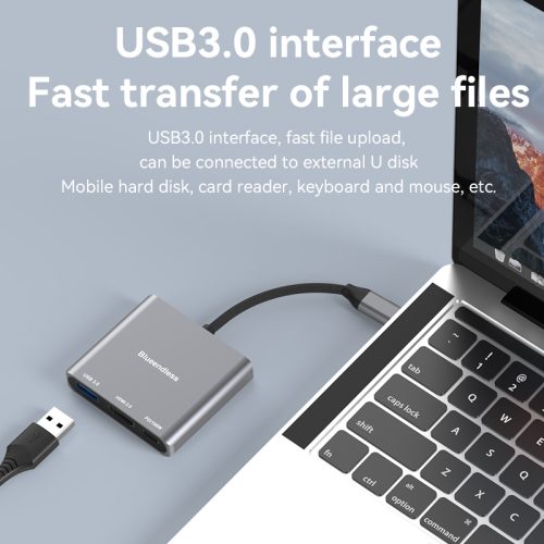 Alternative view of Blueendless HD301 Hub USB-C 3-en-1 – HDMI 4K 60Hz, USB 3.0 5Gbps et Power Delivery 100W en aluminium