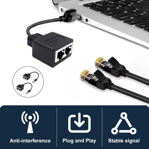 Adaptateur Répartiteur Splitter RJ45 mâle vers 2 femelles RJ45 – Image 3
